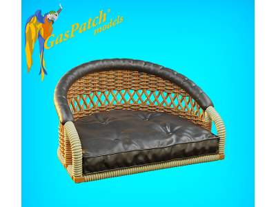 British Wicker Seat Perforated Back - Short Leather Frame ,tall Big Leather Pad - zdjęcie 2