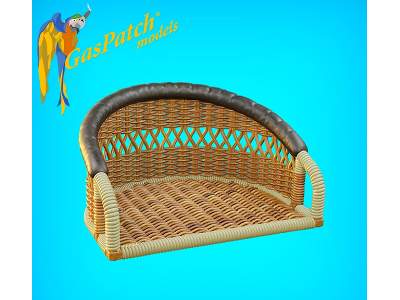 British Wicker Seat Perforated Back - Short Leather Frame ,tall Big Leather Pad - zdjęcie 3