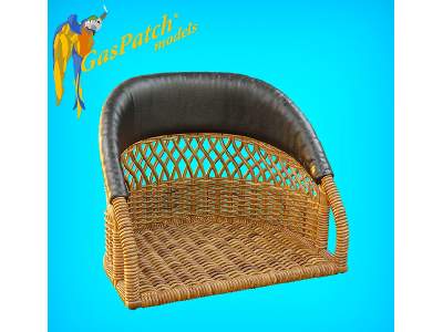 British Wicker Seat Perforated Back - Short Leather Frame ,tall Big Leather Pad - zdjęcie 5
