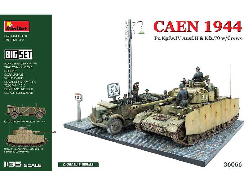 Zestawa Caen 1944 - Pz.kpfw.IV Ausf.h i Mercedes 1500A Kfz.70 z załogami - zdjęcie 1 Zestawa Caen 1944 - Pz.kpfw.IV Ausf.h i Mercedes 1500A Kfz.70 z załogami - zdjęcie 1