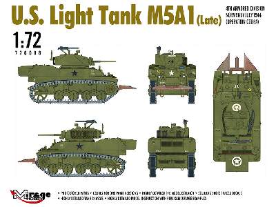 Us Light Tank M5a1 (Late) 4th Armoured Division, Normandy, July 1944 - zdjęcie 3