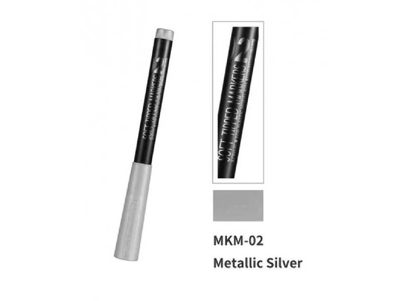 Mkm-02 Acrylic Metallic Silver Soft Tipped Marker - zdjęcie 1
