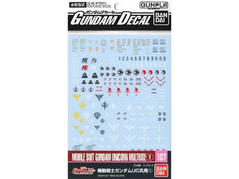 Gundam Decal 107 Ms Gundam Unicorn Multiuse 1 Bl - zdjęcie 1