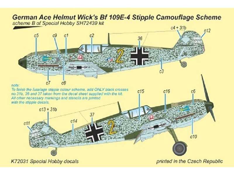 Bf-109e-4 Germ. Ace H.Wick Kalka (Special Hobby) - zdjęcie 1 Bf-109e-4 Germ. Ace H.Wick Kalka (Special Hobby) - zdjęcie 1