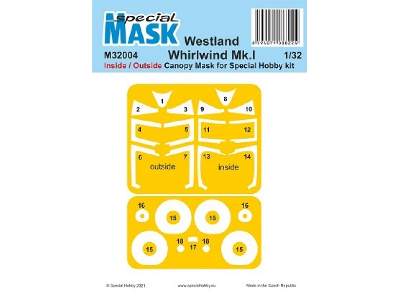 Westland Whirlwind Mk.I Inside / Outside Canopy Mask (For Special Hobby Kit) - zdjęcie 1