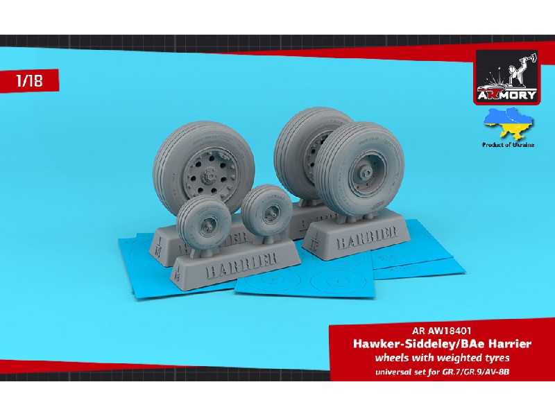 H.S. Harrier Gr.7/Gr.9/Av-8b Wheels W/ Weighted Tyres - zdjęcie 1 H.S. Harrier Gr.7/Gr.9/Av-8b Wheels W/ Weighted Tyres - zdjęcie 1