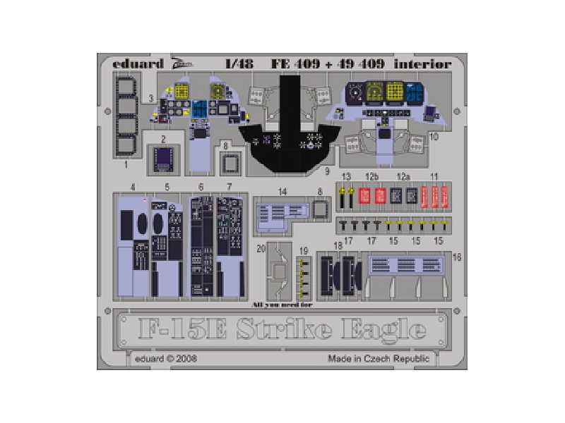 F-15 interior S. A. 1/48 - Academy Minicraft - blaszki - zdjęcie 1 F-15 interior S. A. 1/48 - Academy Minicraft - blaszki - zdjęcie 1