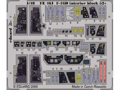  F-16D block 52+ interior S. A. 1/48 - Kinetic - blaszki - zdjęcie 1