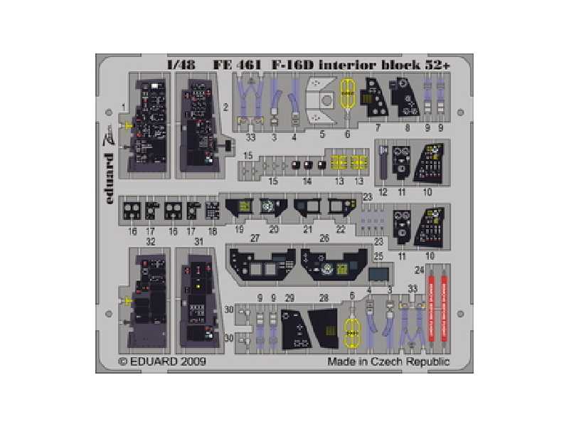  F-16D block 52+ interior S. A. 1/48 - Kinetic - blaszki - zdjęcie 1