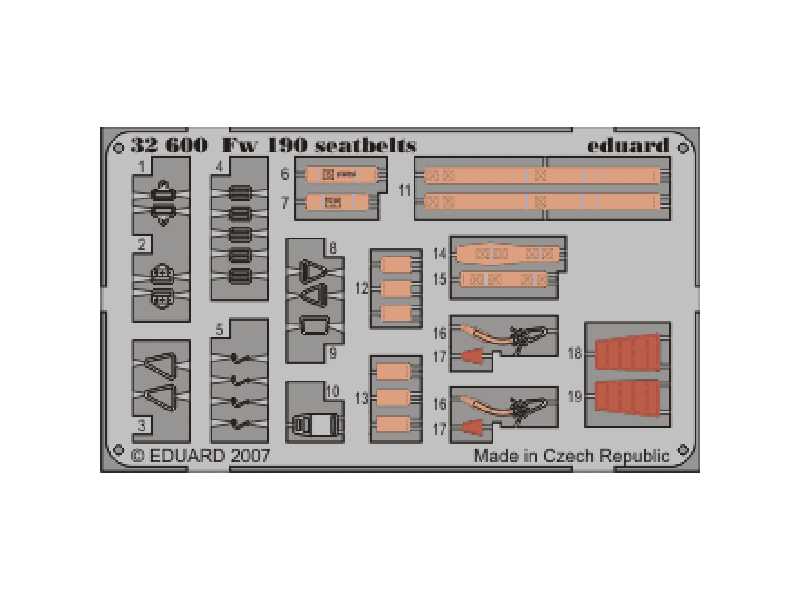 Fw 190 seatbelts S. A. 1/32 - blaszki - zdjęcie 1 Fw 190 seatbelts S. A. 1/32 - blaszki - zdjęcie 1