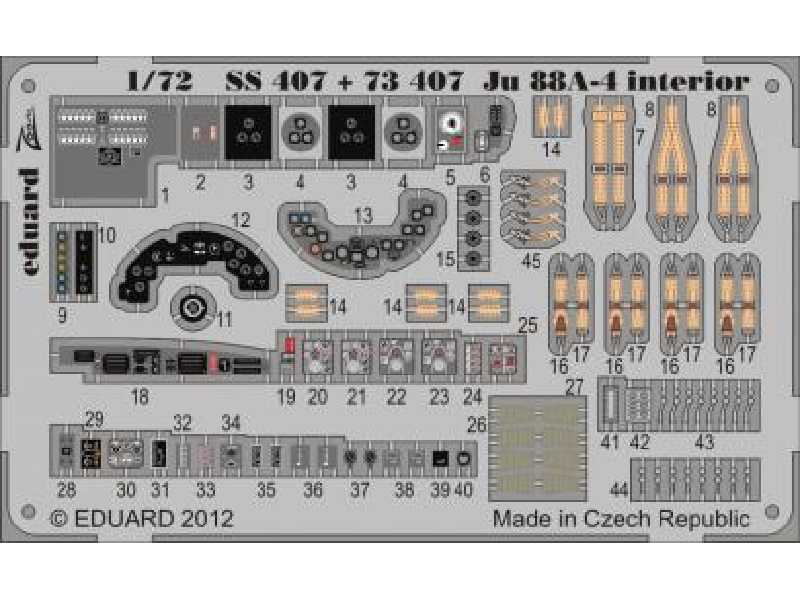Ju 88A-4 interior S. A. 1/72 - Revell - blaszki - zdjęcie 1 Ju 88A-4 interior S. A. 1/72 - Revell - blaszki - zdjęcie 1