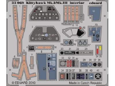  Kittyhawk Mk. I/Mk. III interior S. A. 1/32 - Hasegawa - blaszk - zdjęcie 1