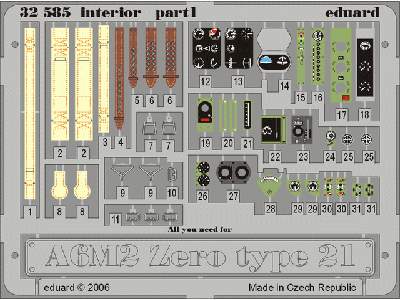  A6M2 Zero type 21 interior 1/32 - Tamiya - blaszki - zdjęcie 2