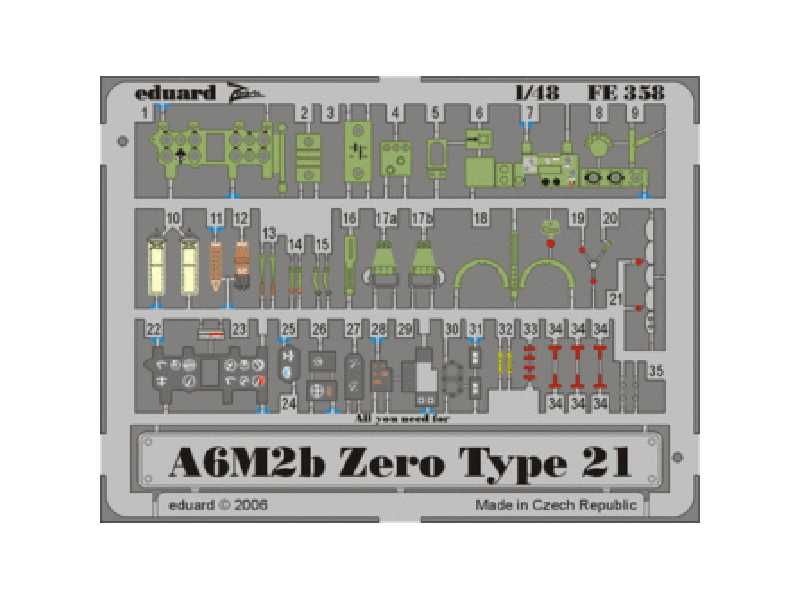 A6M2b Zero type 21 1/48 - Hasegawa - blaszki - zdjęcie 1 A6M2b Zero type 21 1/48 - Hasegawa - blaszki - zdjęcie 1