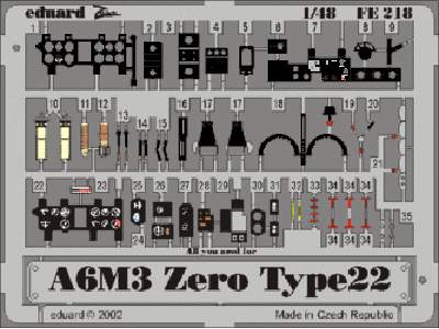  A6M3 Zero type 22 1/48 - Hasegawa - blaszki - zdjęcie 1
