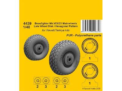 Beaufighter Mk.Vi/X/21 Mainwheels - Late Wheel Disk / Hexagonal Tread Pattern - zdjęcie 1