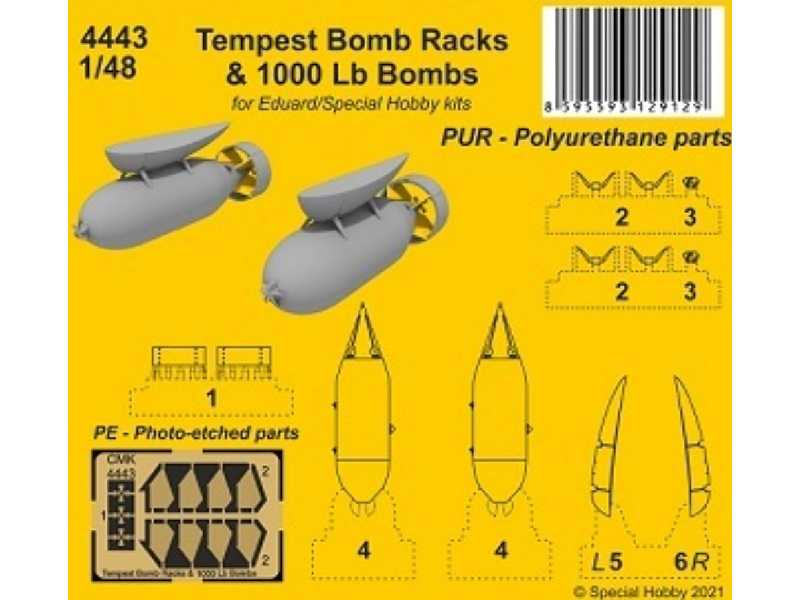 Tempest Bomb Racks & 1000 Lb Bombs (For Eduard/Special Hobby Kits) - zdjęcie 1 Tempest Bomb Racks & 1000 Lb Bombs (For Eduard/Special Hobby Kits) - zdjęcie 1