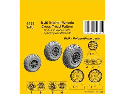 B-25 Mitchell Wheels/ Cross Tread Pattern - zdjęcie 1