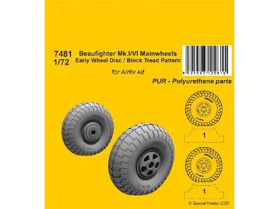 Beaufighter Mk.I/Vi Mainwheels - Early Wheel Disk / Block Tread Pattern - zdjęcie 1