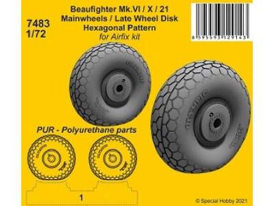 Beaufighter Mk.Vi / X / 21 Mainwheels / Late Wheel Disk Hexagonal Pattern (For Airfix Kit) - zdjęcie 1