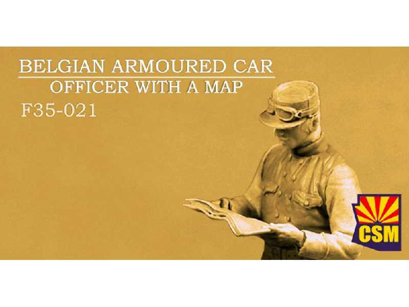 Belgian Armoured Car Officer With A Map - zdjęcie 1 Belgian Armoured Car Officer With A Map - zdjęcie 1