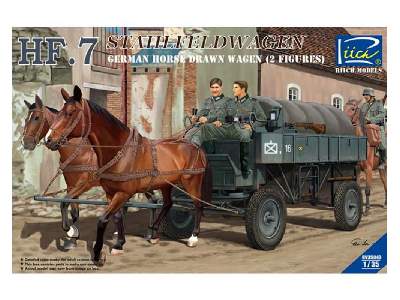 German Hf.7 Horse Drawn Steel Field Wage W/2horses & 2 Figures - zdjęcie 1