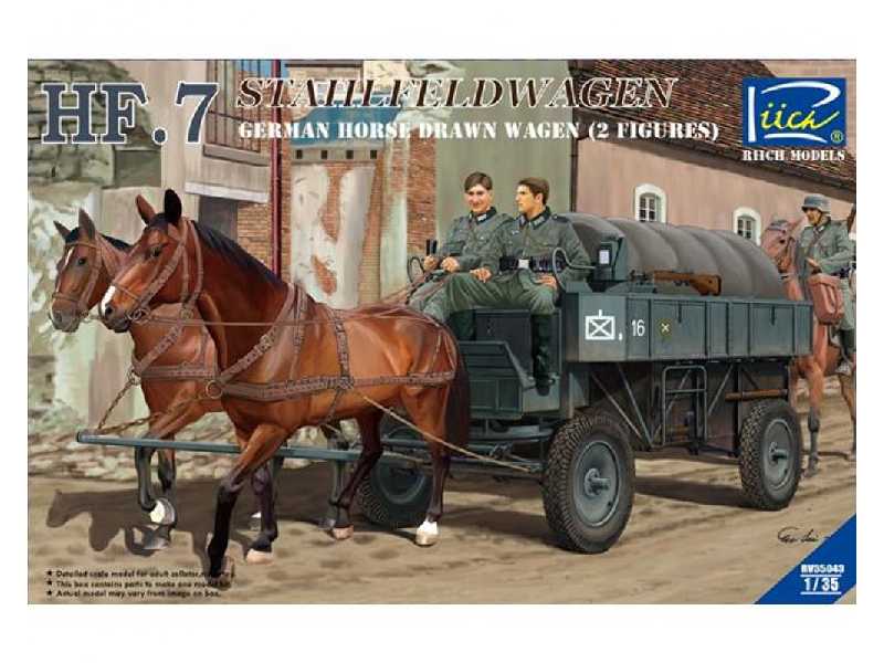 German Hf.7 Horse Drawn Steel Field Wage W/2horses & 2 Figures - zdjęcie 1