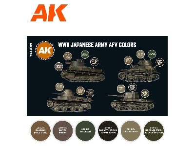 Ak 11774 Wwii Japanese Army Afv Colors Paint Set - zdjęcie 2