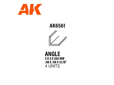 Angle 3.0 X 3.0 X 350mm - Styrene Angle - (1 Units) - zdjęcie 3