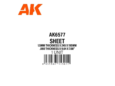 1.5mm Thickness X 245 X 195mm - Styrene Sheet - (1 Units) - zdjęcie 3