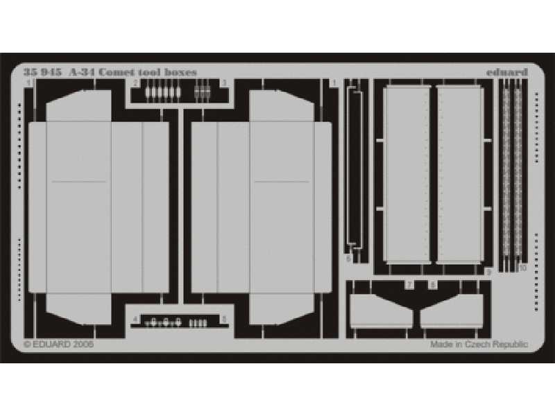 A-34 Comet tool boxes 1/35 - Bronco - blaszki - zdjęcie 1 A-34 Comet tool boxes 1/35 - Bronco - blaszki - zdjęcie 1