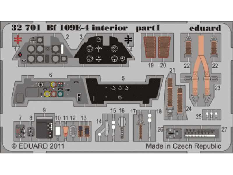 Bf 109E-4 interior S. A. 1/32 - Dragon - blaszki - zdjęcie 1 Bf 109E-4 interior S. A. 1/32 - Dragon - blaszki - zdjęcie 1