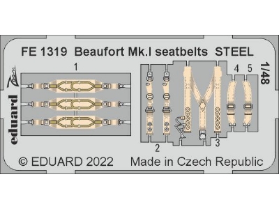 Beaufort Mk. I seatbelts STEEL 1/48 - ICM - zdjęcie 1