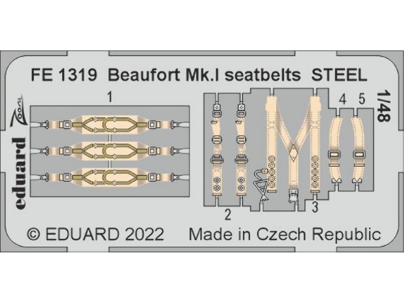 Beaufort Mk. I seatbelts STEEL 1/48 - ICM - zdjęcie 1 Beaufort Mk. I seatbelts STEEL 1/48 - ICM - zdjęcie 1