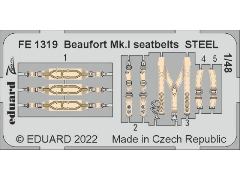 Beaufort Mk. I seatbelts STEEL 1/48 - ICM - zdjęcie 1