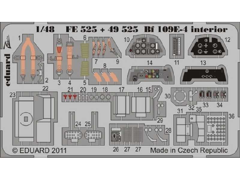 Bf 109E-4 interior S. A. 1/48 - Airfix - blaszki - zdjęcie 1 Bf 109E-4 interior S. A. 1/48 - Airfix - blaszki - zdjęcie 1