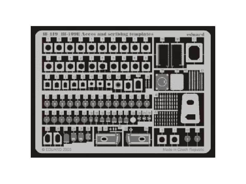  Bf 109E access and scribing templates 1/48 - Hasegawa - blaszki - zdjęcie 1