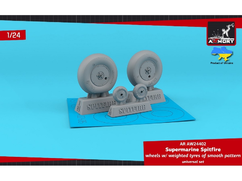 Supermarine Spitfire Wheels W/ Weighted Tyres Of Smooth Pattern & Covered Hubs - zdjęcie 1