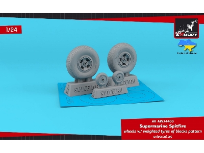 Supermarine Spitfire Wheels W/ Weighted Tyres Of Blocks Pattern & 4-spoke Hubs - zdjęcie 1