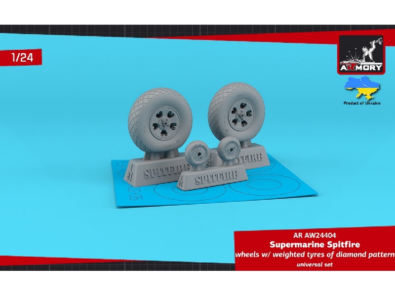 Supermarine Spitfire Wheels W/ Weighted Tyres Of Diamond Pattern & 5-spoke Hubs - zdjęcie 1