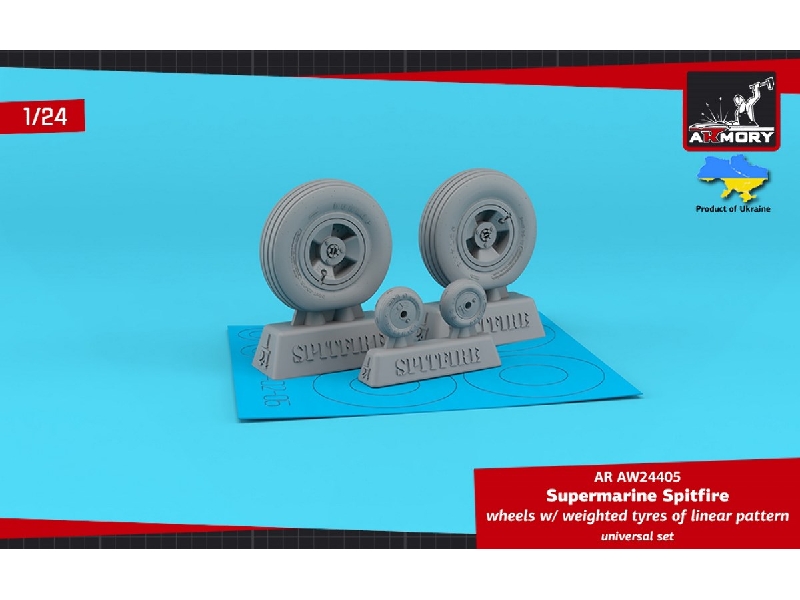 Supermarine Spitfire Wheels W/ Weighted Tyres Of Linear Pattern & 3-spoke Hubs - zdjęcie 1