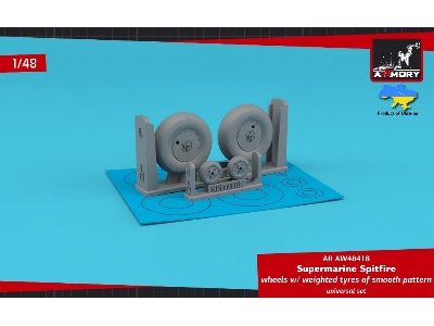 Supermarine Spitfire Wheels W/ Weighted Tyres Of Smooth Pattern & Covered Hubs - zdjęcie 1