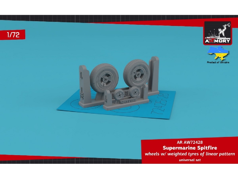 Supermarine Spitfire Wheels W/ Weighted Tyres Of Concentric Line Pattern & 3-spoke Hubs - zdjęcie 1 Supermarine Spitfire Wheels W/ Weighted Tyres Of Concentric Line Pattern & 3-spoke Hubs - zdjęcie 1