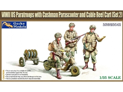 Wwii Us Paratroops With Cushman Parascooter And Cable Reel Cart (Set 2) - zdjęcie 1