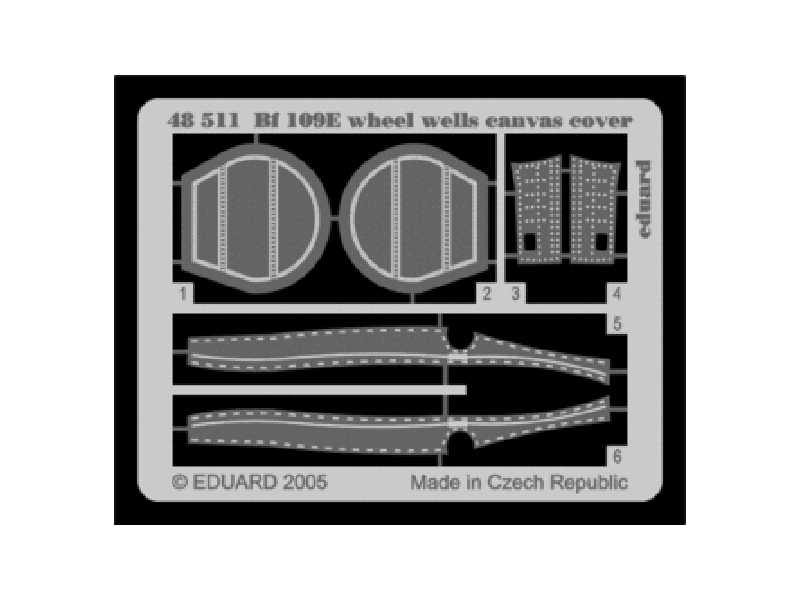 Bf 109E wheel wells canvas cover 1/48 - Tamiya - blaszki - zdjęcie 1 Bf 109E wheel wells canvas cover 1/48 - Tamiya - blaszki - zdjęcie 1
