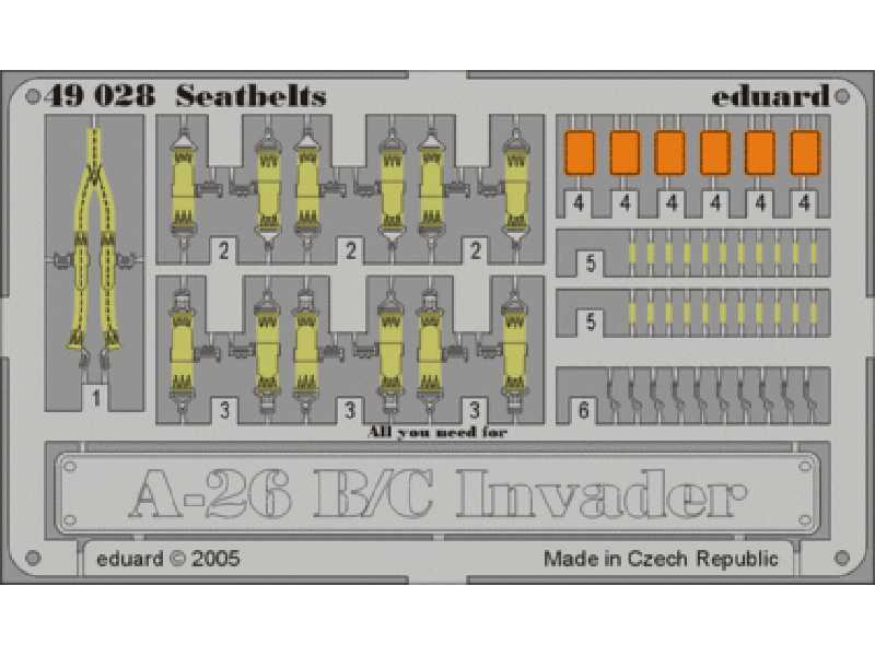 A-26 B/ C seatbelts 1/48 - Monogram - blaszki - zdjęcie 1 A-26 B/ C seatbelts 1/48 - Monogram - blaszki - zdjęcie 1