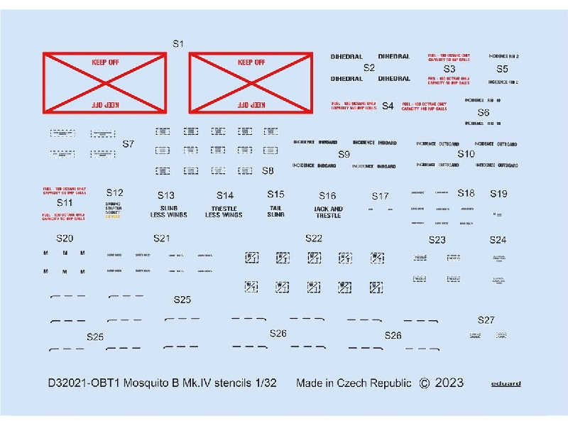 Mosquito B Mk. IV stencils 1/32 - HONG KONG MODELS - zdjęcie 1