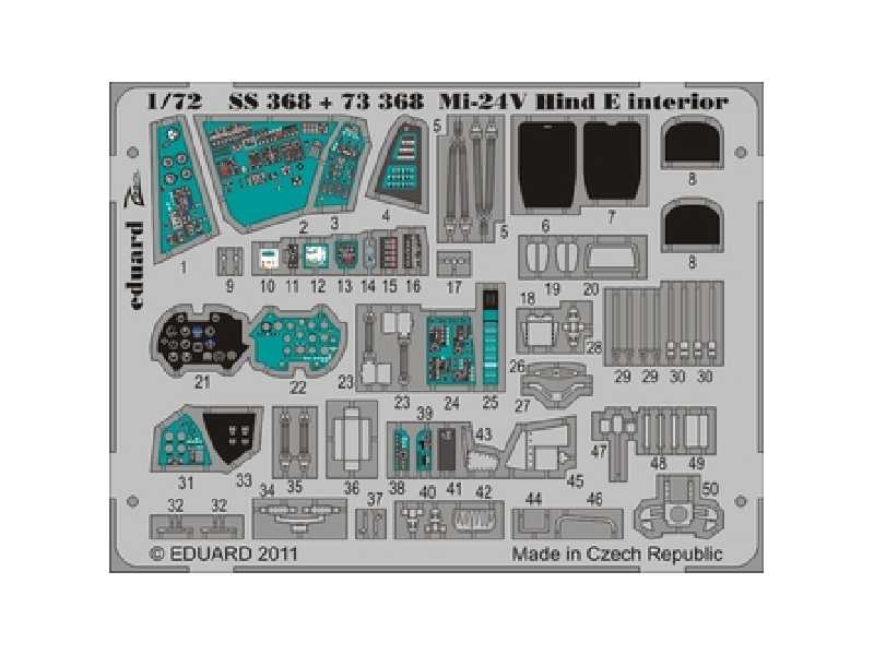 Mi-24V Hind E interior S. A. 1/72 - Zvezda - blaszki - zdjęcie 1 Mi-24V Hind E interior S. A. 1/72 - Zvezda - blaszki - zdjęcie 1
