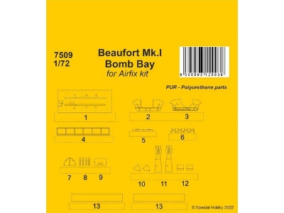 Beaufort Mk.I Bomb Bay 1/72 (For Airfix Kit) - zdjęcie 1