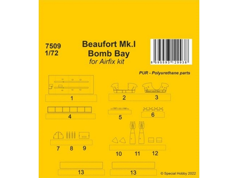 Beaufort Mk.I Bomb Bay 1/72 (For Airfix Kit) - zdjęcie 1